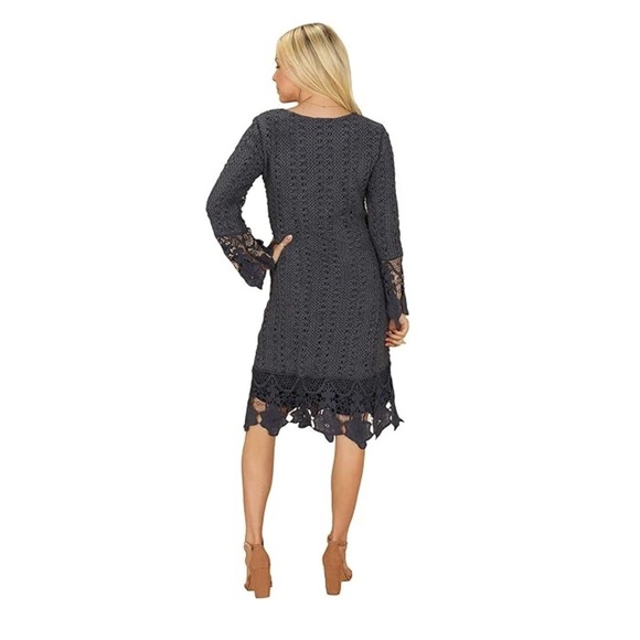 Mikarose Women's Lydia Crochet Overlay Long-Sleeve BOHO Dress - Picture 3 of 3